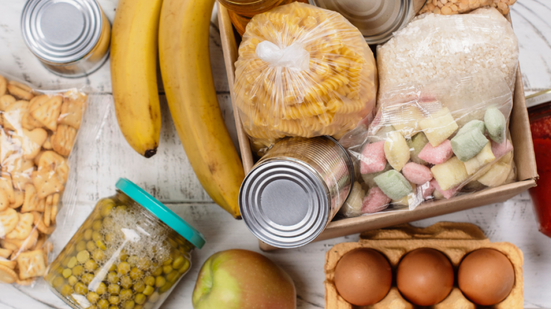 pantry food items gathered together