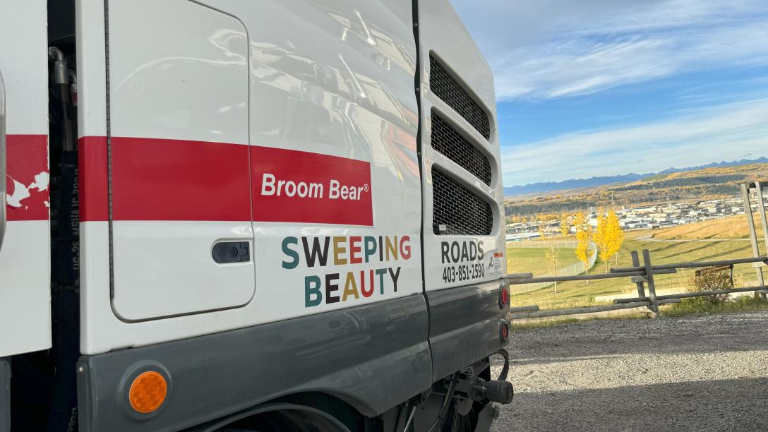 Close up of sweeping beauty, Cochrane's street sweeping