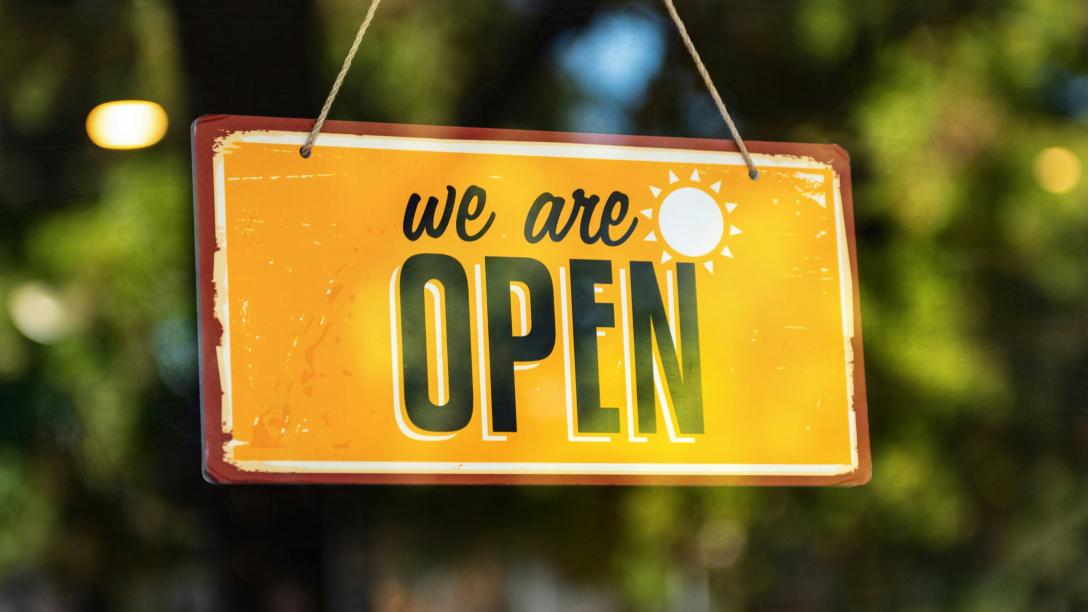 A "We are open" sign