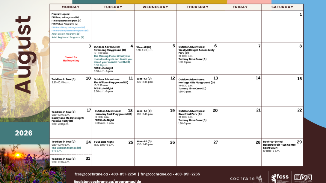 August Program Calendar