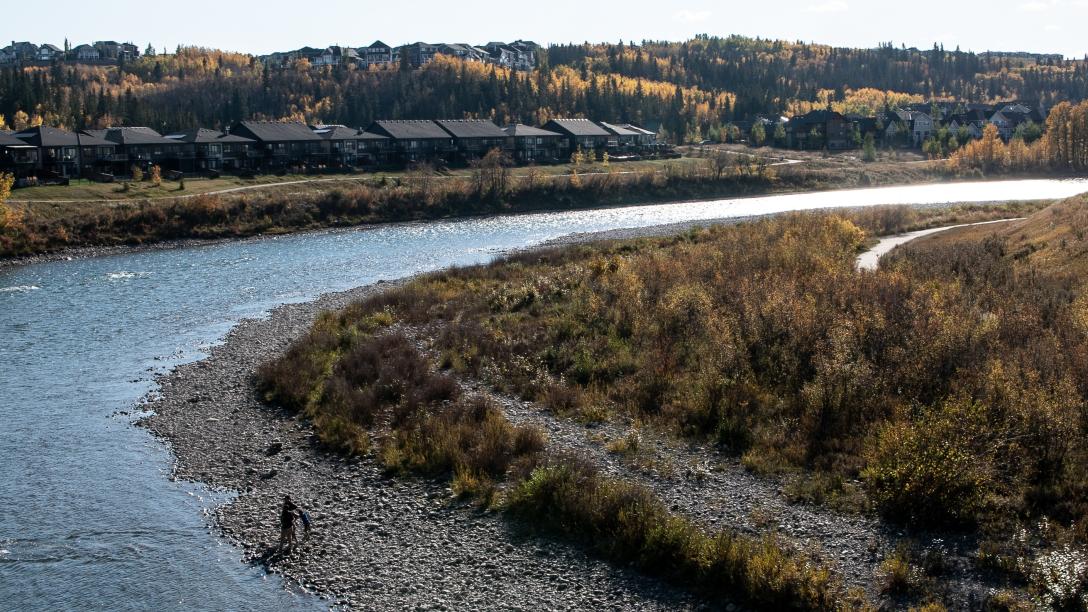 The river as it runs through Cochrane