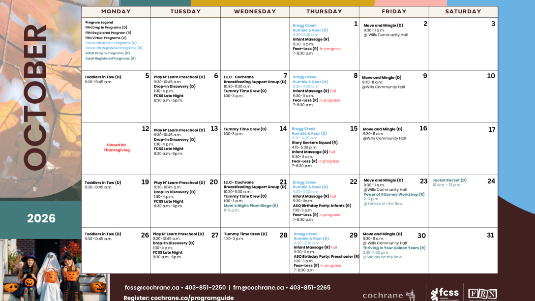 FRNFCSS October Calendar