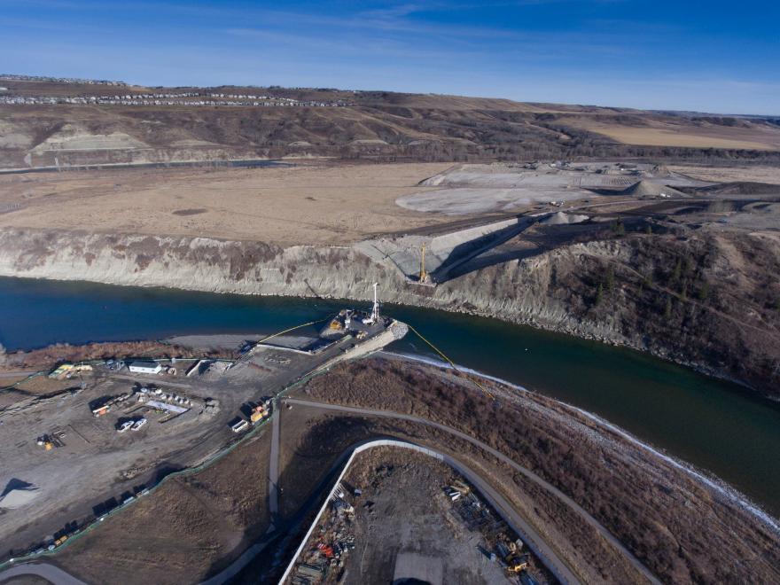 Aerial view of east abutment foundation.