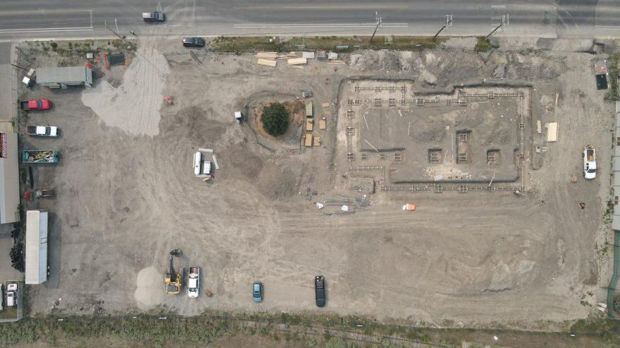 Aerial view of construction area for The Station.