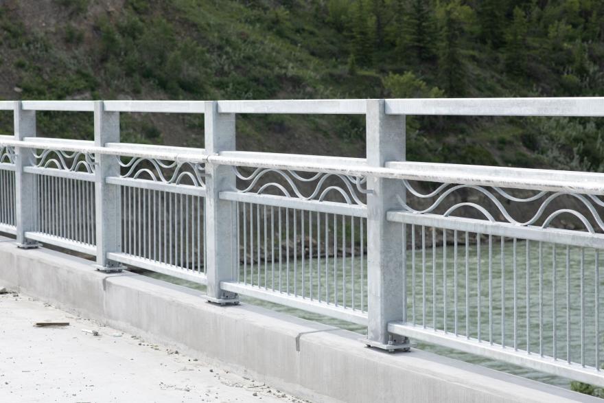 Installed bridge railings.