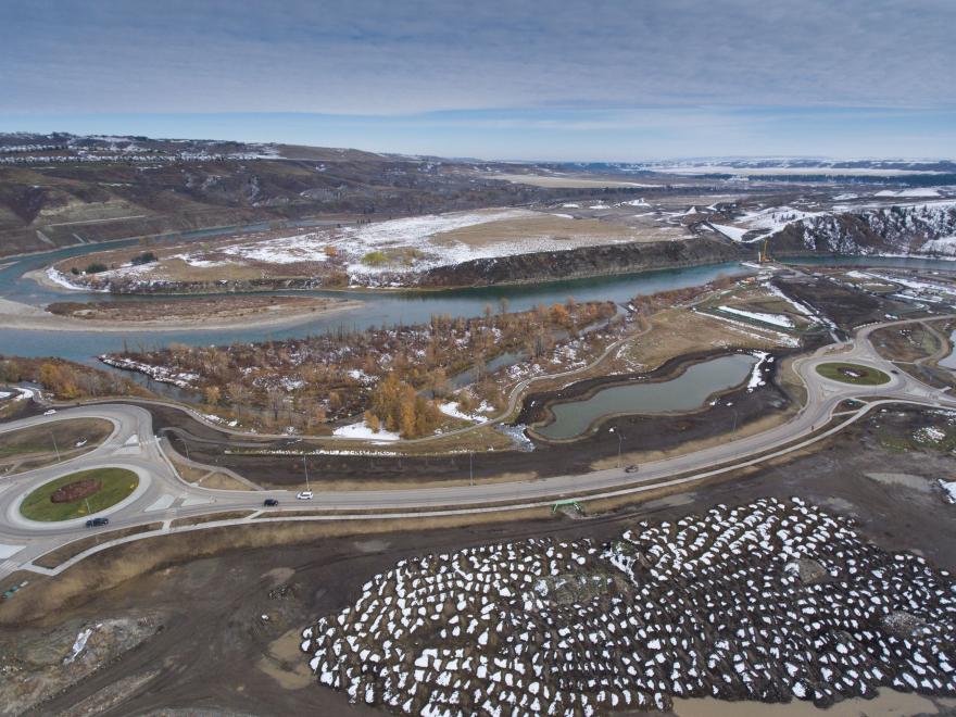 Aerial view of Griffin Road realignment project.