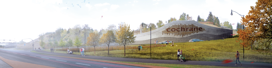 Rendering of the fourth avenue wall and pathway