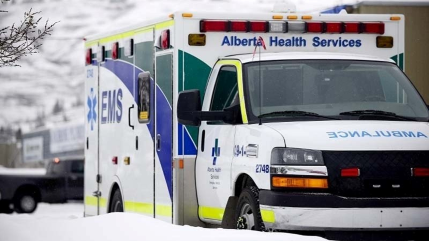 An AHS ambulance in the snow