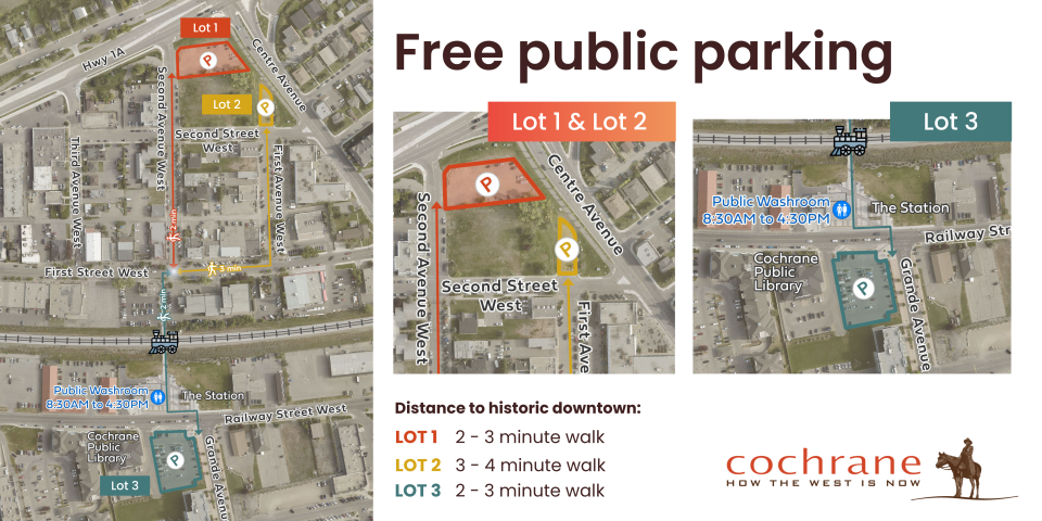 diagram of town of cochrane public parking lots 