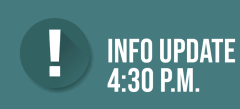 Green box says info update 4:30pm