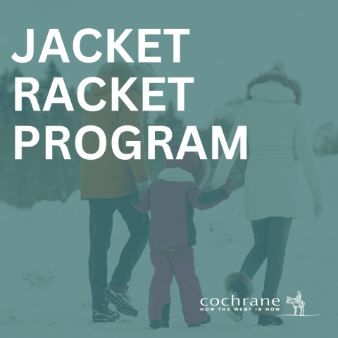 family walking with the words jacket racket program on top