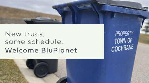Image of a blue and black cart with a banner overlay