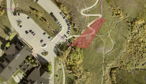Highlighted work area on the pathway near the Cochrane RancheHouse.