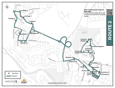 Transit fixed route one with blue line highlighting route on map