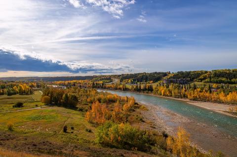 Fall image of the Bow River through Cochrane
