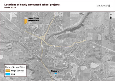 Map of Horse Creek Sports Park and Rivercrest schools sites
