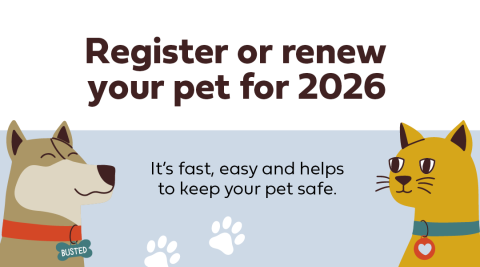 a reminder to residents to renew or register for pet licences in 2026