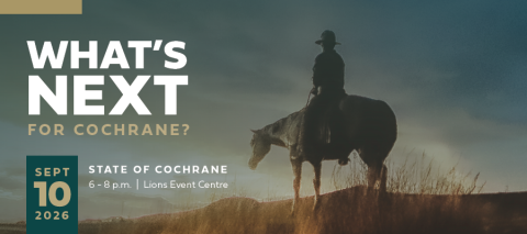 What's Next for Cochrane? State of Cochrane event banner.