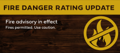 Fire Danger Rating (advisory). Fires permitted. Use caution.