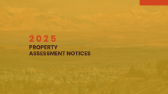 2025 Property Assessment Notices. text on a yellow background.