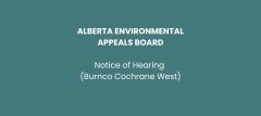 image with language: Notice of hearing Burnco Cochrane West