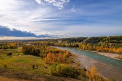 Fall image of the Bow River through Cochrane