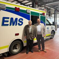 Mayor and Brian in front of ambulance