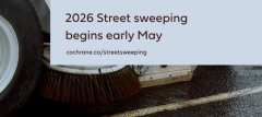 A news banner announcing 2026 street sweeping