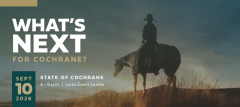 What's Next for Cochrane? State of Cochrane event banner.