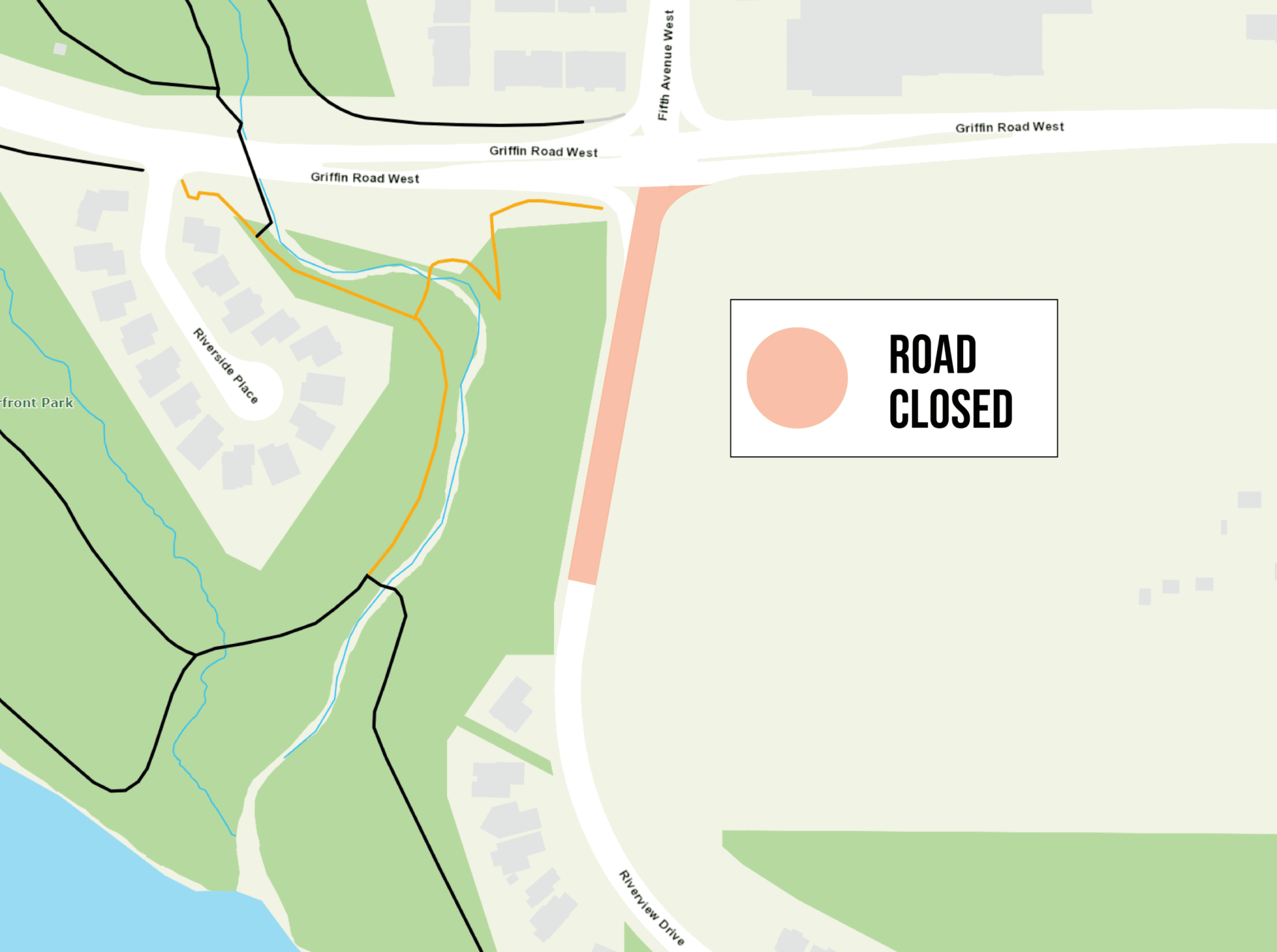 Map of road closure during the water/wastewater incident