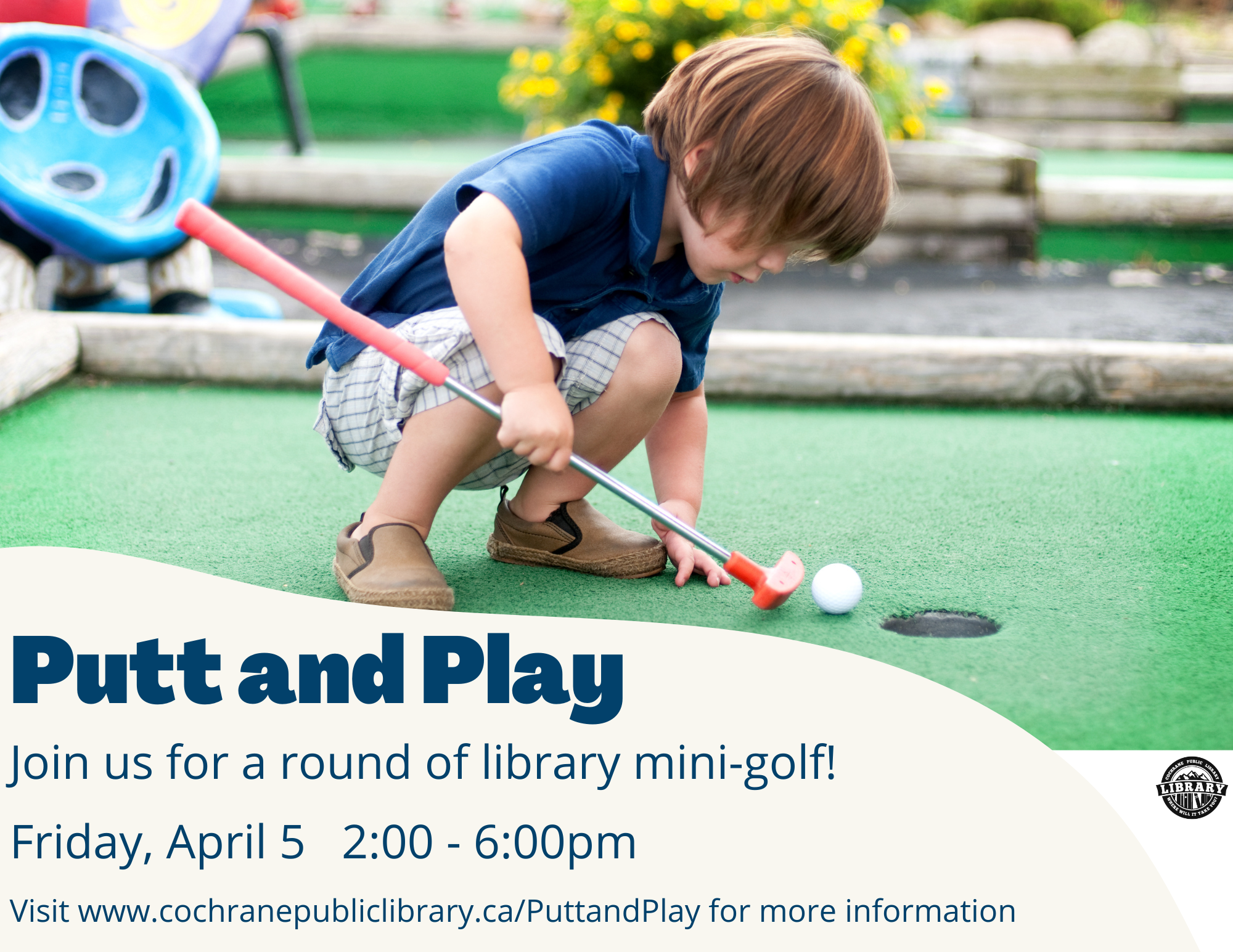 Child playing mini-golf