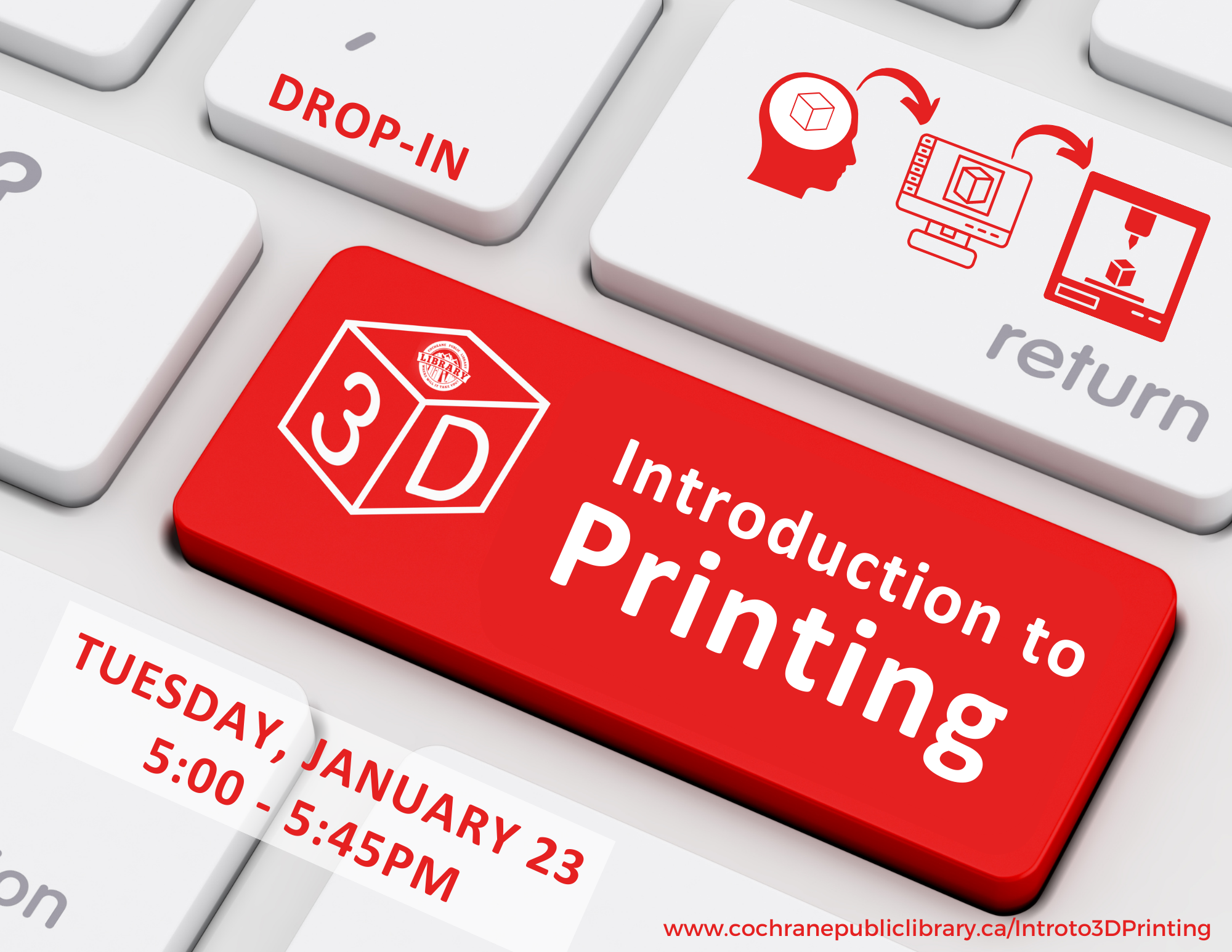 Computer keyboard with 3-D Printing key
