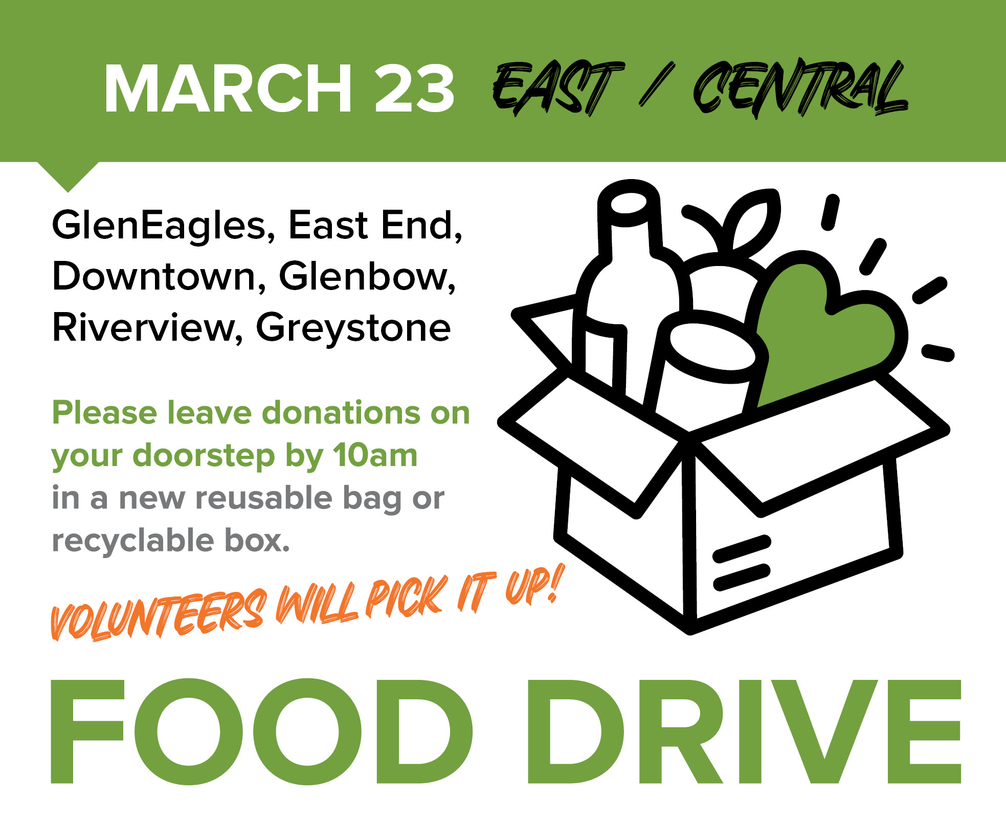 March 23 Food Drive for East/Central Cochrane