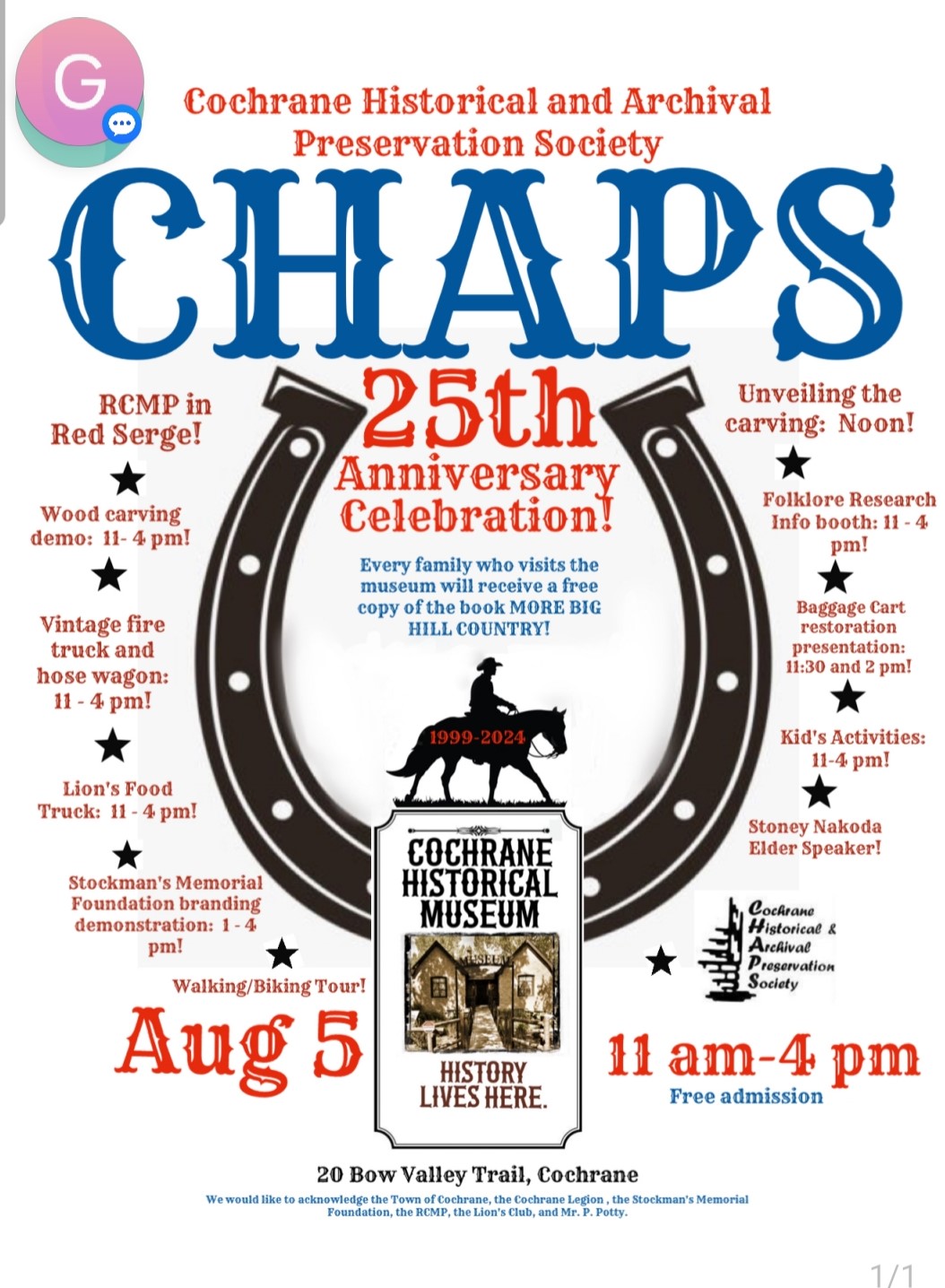 Poster with event activities.