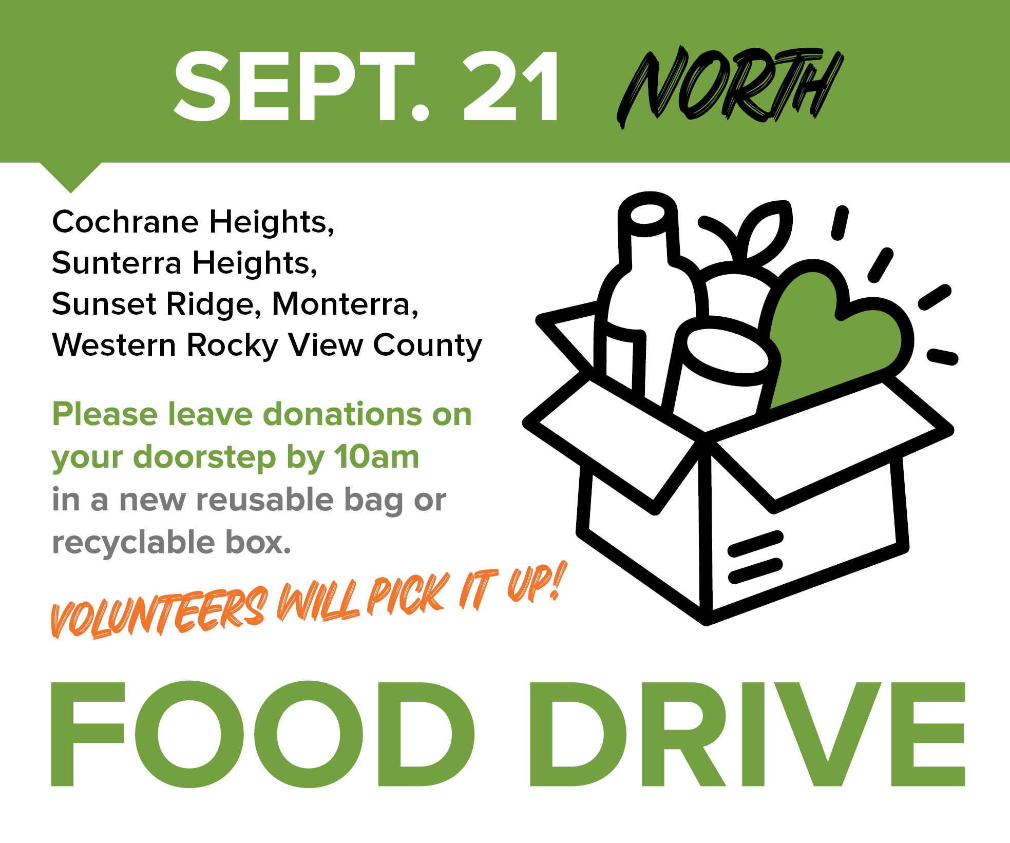 September 21 North Cochrane Food Drive