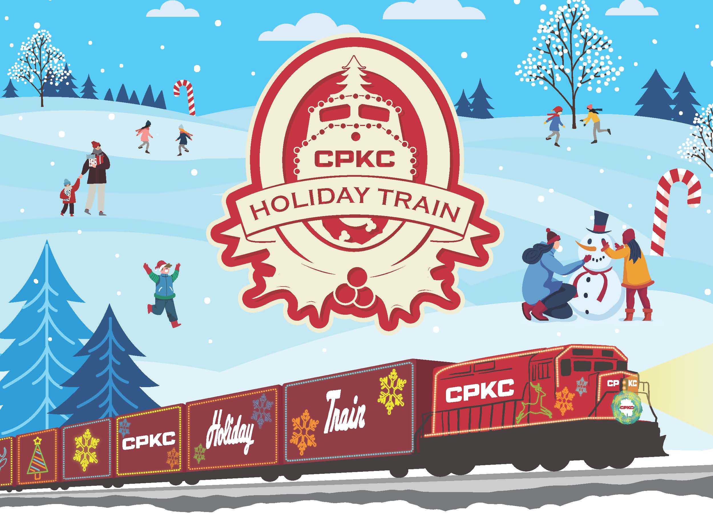 Illustration of holiday train. 
