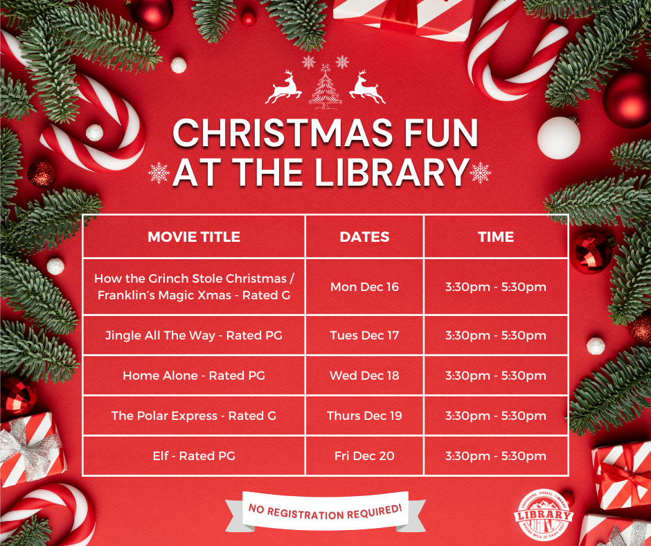Christmas Decorations with the schedule of films
