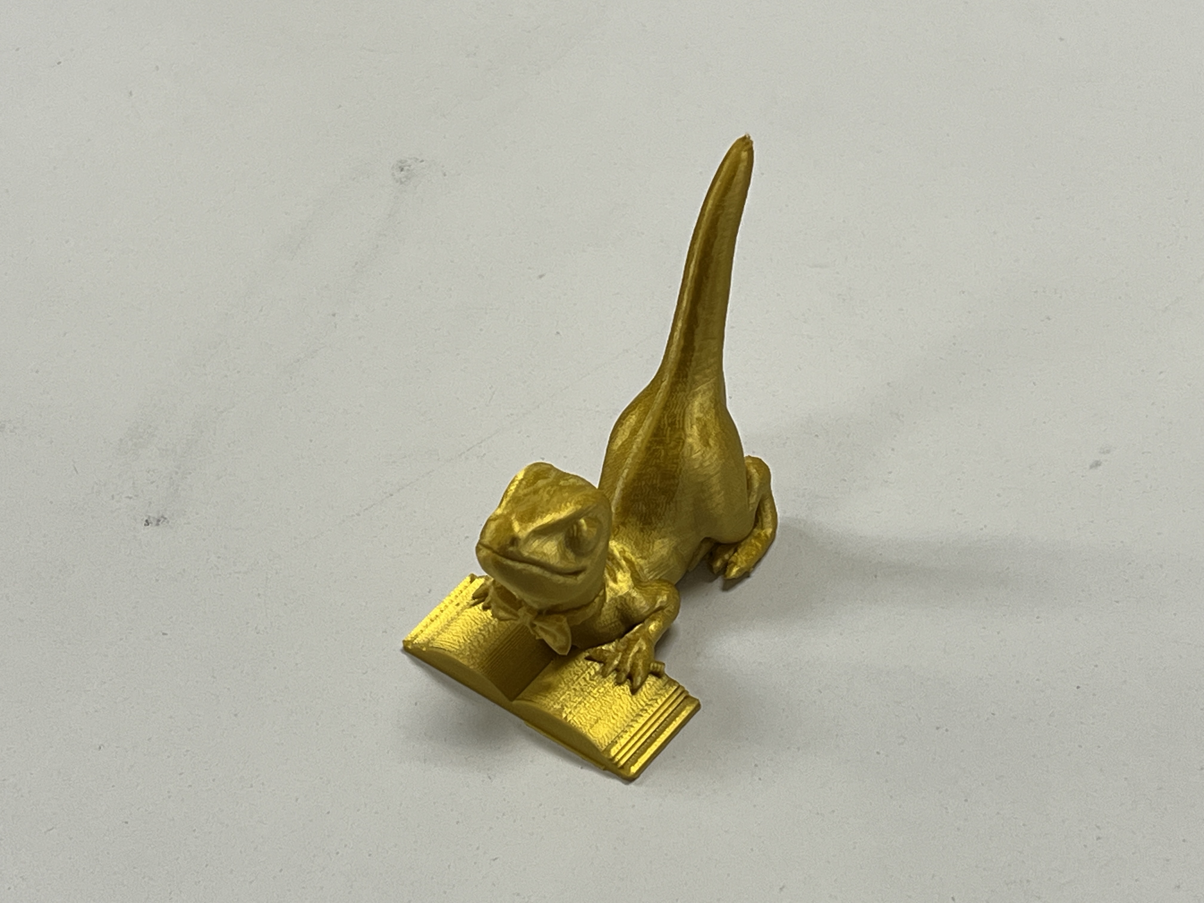 3d Printed Gold Dragon reading a book