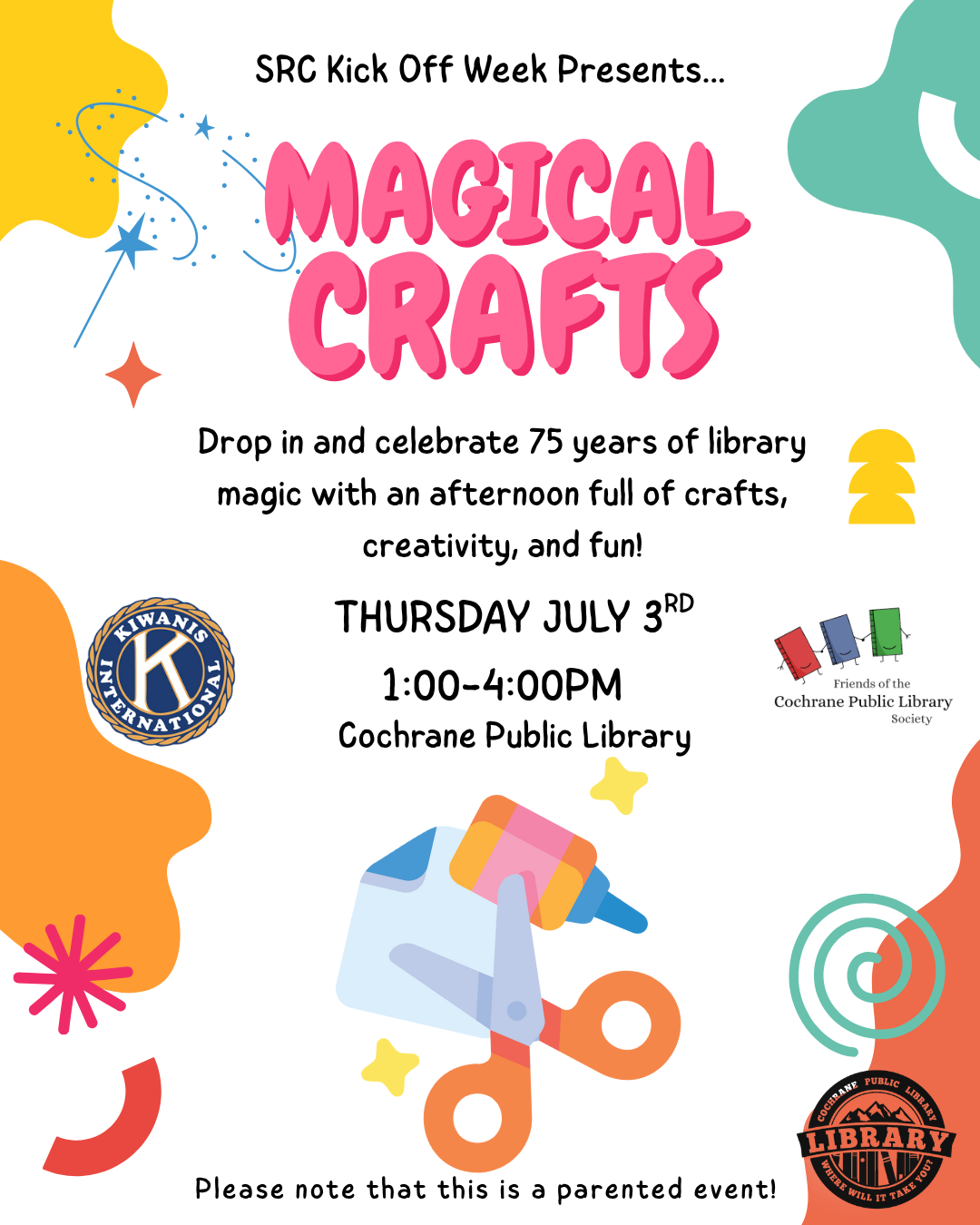 Image for the Magical Crafts Kick Off event taking place on July 3rd from 1:00-4:00pm