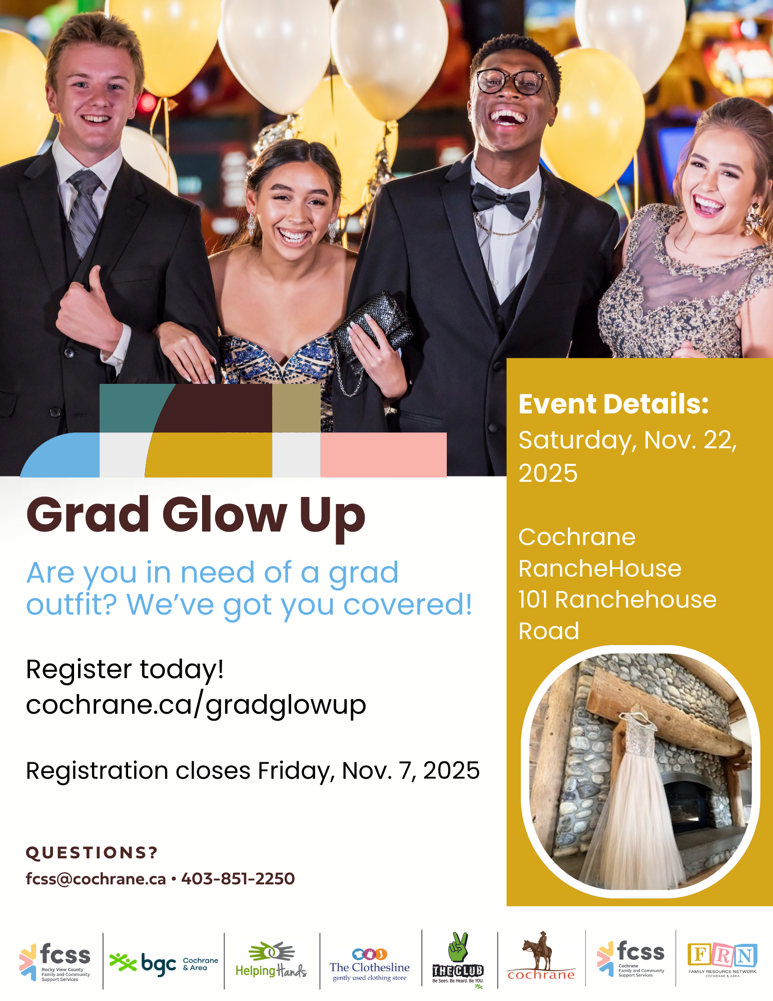 Grad Glow Up registration open Sept. 15-Nov.7. Register early to secure your spot!