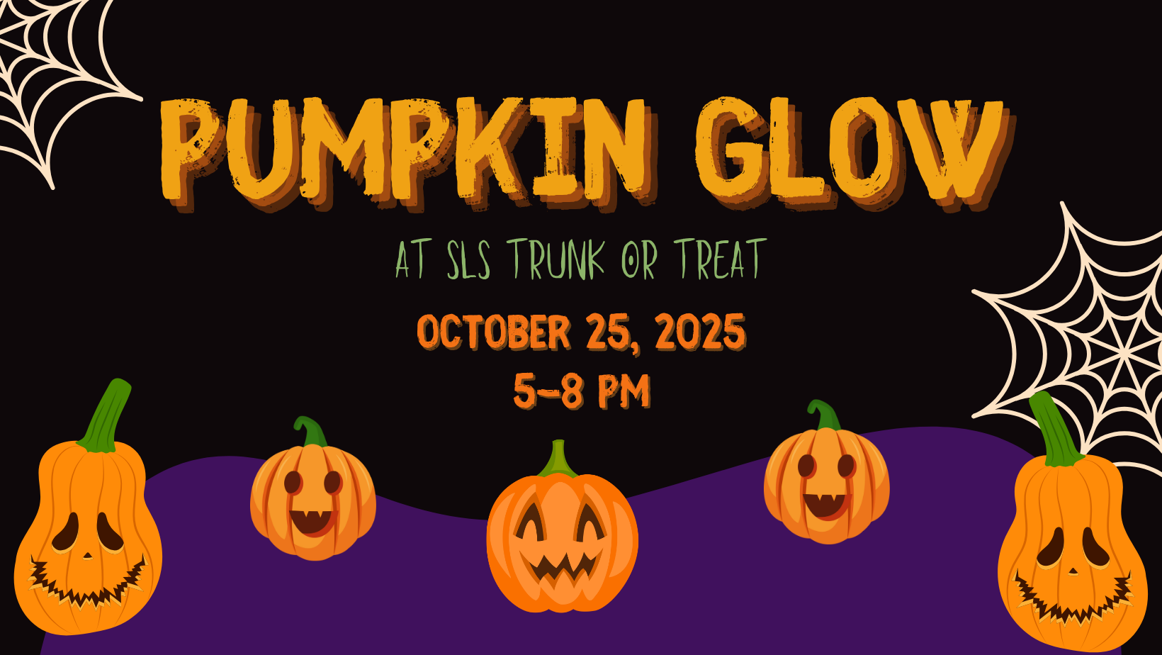 Pumpkin Glow - Part of SLS Trunk or Treat 🎃✨ Step into a magical evening at the Pumpkin Glow on Saturday, October 25th at SLS Centre, Cochrane, proudly coordinated by the Cochrane & Area Events Society. Compete for the chance to win local prizes and see your pumpkin shine along the festive trail! Families, friends, and local businesses are invited to showcase their creativity in this glowing pumpkin display, lighting up the night for everyone to enjoy.