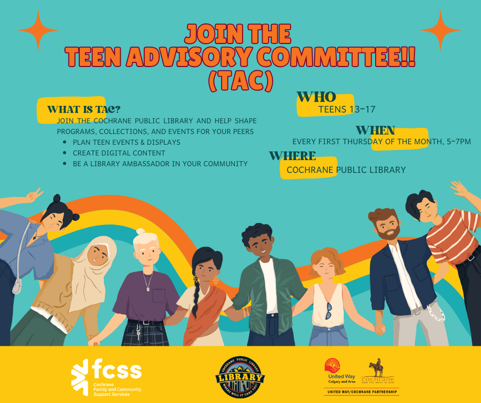 Teal and yellow flyer with different people ( teens) with information about the event