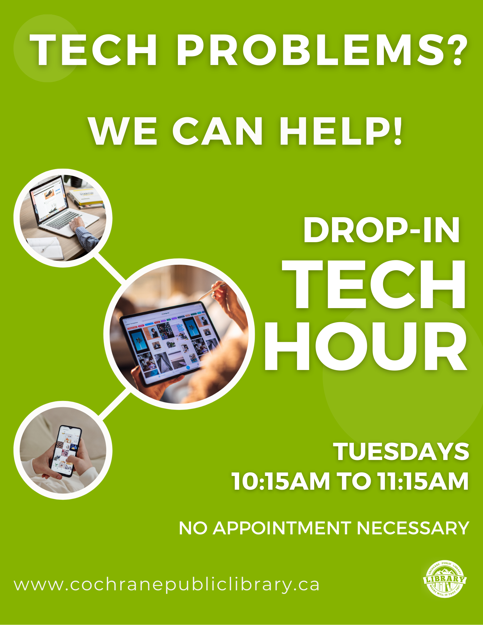 Green background with text showing program information