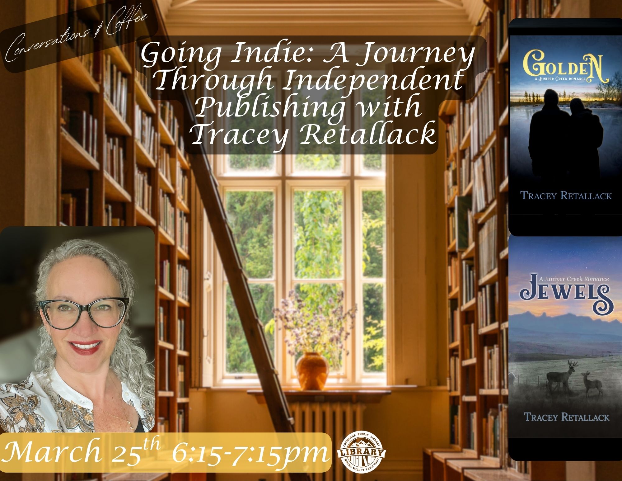 Join local author Tracey Retallack as she shares the adventure of bringing her novels to life and the process she’s used to publish her books independently.
