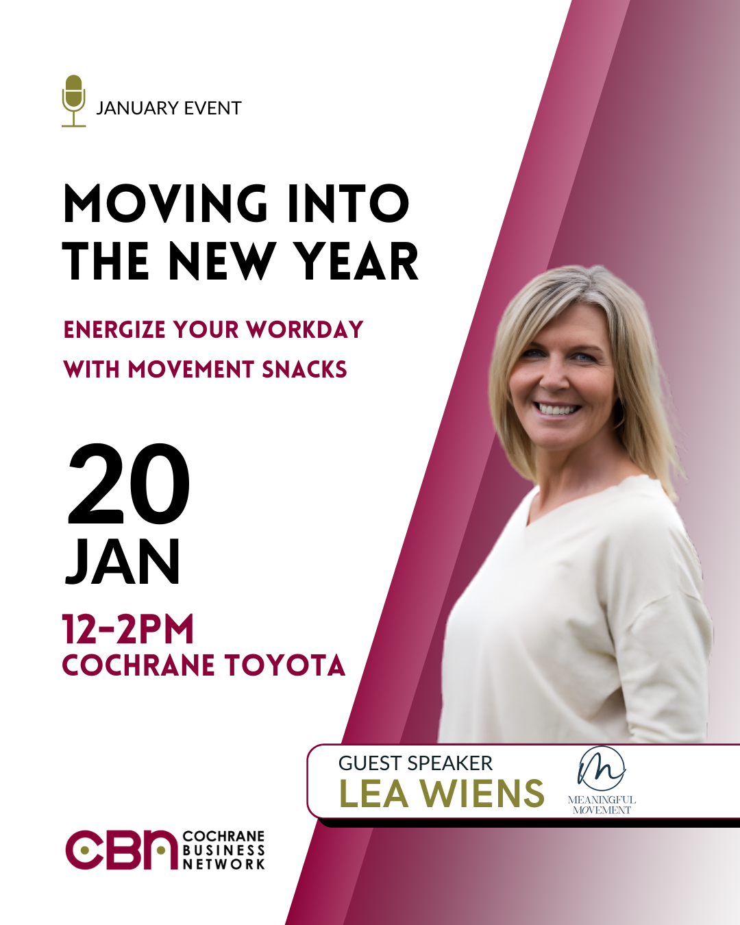 Lea Wiens picture with details of the event