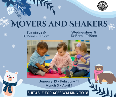 A light blue and wintery poster for movers and shakers, with the information laid out in this event posting.