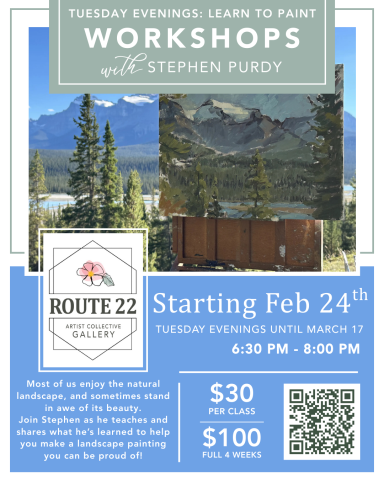 Learn to Paint with Stephen Purdy on Tuesday Evenings at Route 22!