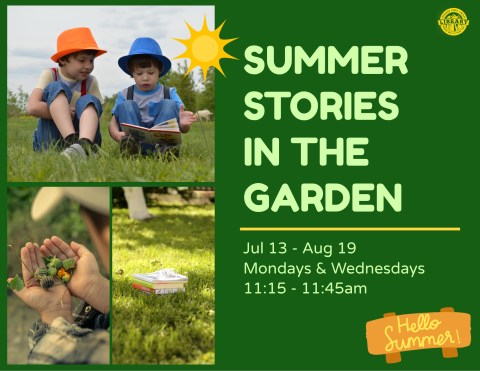 Come to the Library for exciting stories, songs, rhymes, and bubbles in our garden. These sessions will keep your little one involved from start to finish! Storytimes will be drop-in, no passes required. For ages 0 to 5. *There will be no storytime on Aug. 3 as the library will be closed.
